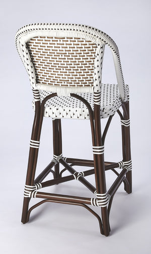 Butler Specialty Solstice White & Chocolate Rattan Counter Stool 5399354
