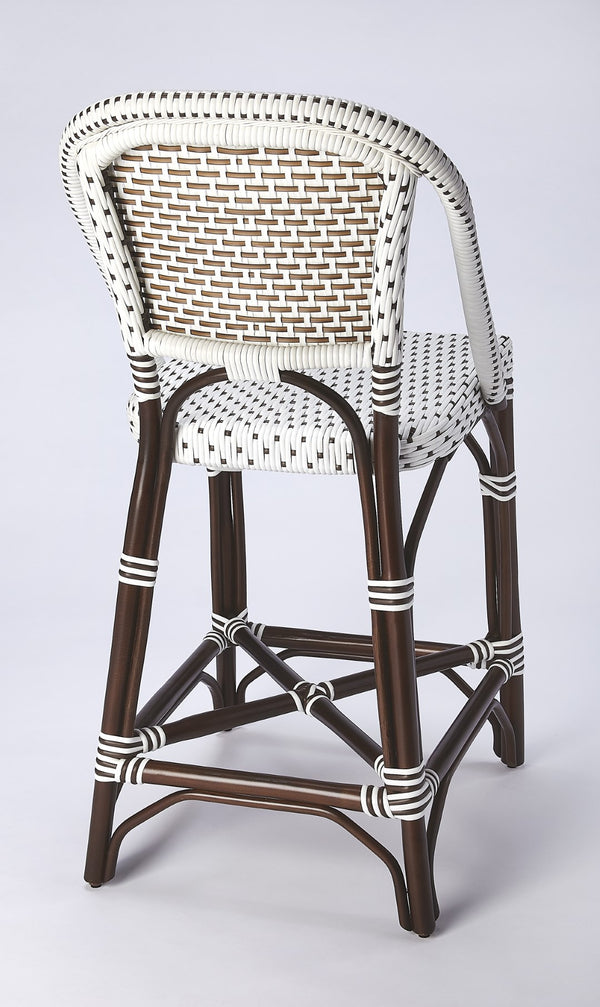 Butler Specialty Solstice White & Chocolate Rattan Counter Stool 5399354
