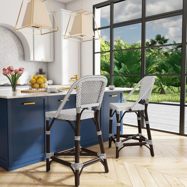 Butler Specialty Solstice White & Chocolate Rattan Counter Stool 5399354