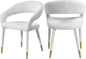 Destiny Boucle Fabric / Stainless Steel / Foam Contemporary Cream Boucle Fabric Dining Chair - 23" W x 23" D x 31.5" H