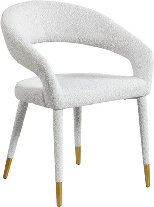 Destiny Boucle Fabric / Stainless Steel / Foam Contemporary Cream Boucle Fabric Dining Chair - 23" W x 23" D x 31.5" H
