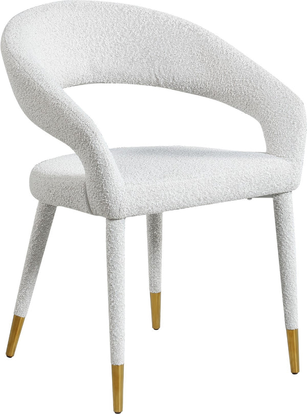 Destiny Boucle Fabric / Stainless Steel / Foam Contemporary Cream Boucle Fabric Dining Chair - 23" W x 23" D x 31.5" H