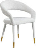 Destiny Boucle Fabric / Stainless Steel / Foam Contemporary Cream Boucle Fabric Dining Chair - 23" W x 23" D x 31.5" H