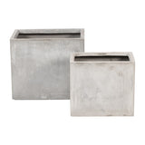 Sagebrook Home Contemporary Resin, Set of 2 -  16/20"d Nested Square Planters, Lt. Gra 16858-01 Gray Polyresin