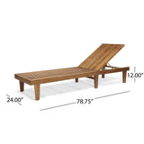 Nadine Outdoor Modern Acacia Wood Chaise Lounge with Cushion, Teak and Rust Orange Noble House