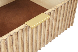 Larsen Nightstand in White/Natural - Elegant Mahogany with Gold Accents, Felt Lined Drawers