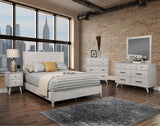 Alpine Furniture Flynn Mid Century Modern Queen Panel Bed, Gray 966G-01Q Gray Mahogany Solids & Okoume Veneer 65 x 86 x 52