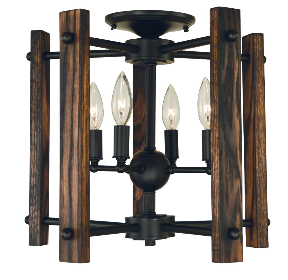 4-Light Matte Black Modern Farmhouse Dual Mount Chandelier