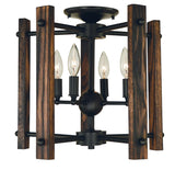 4-Light Matte Black Modern Farmhouse Dual Mount Chandelier