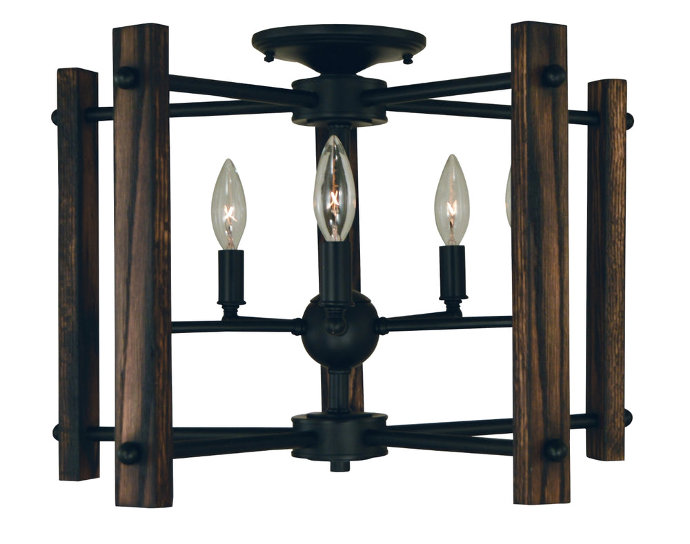 5-Light Matte Black Modern Farmhouse Flush / Semi-Flush Chandelier