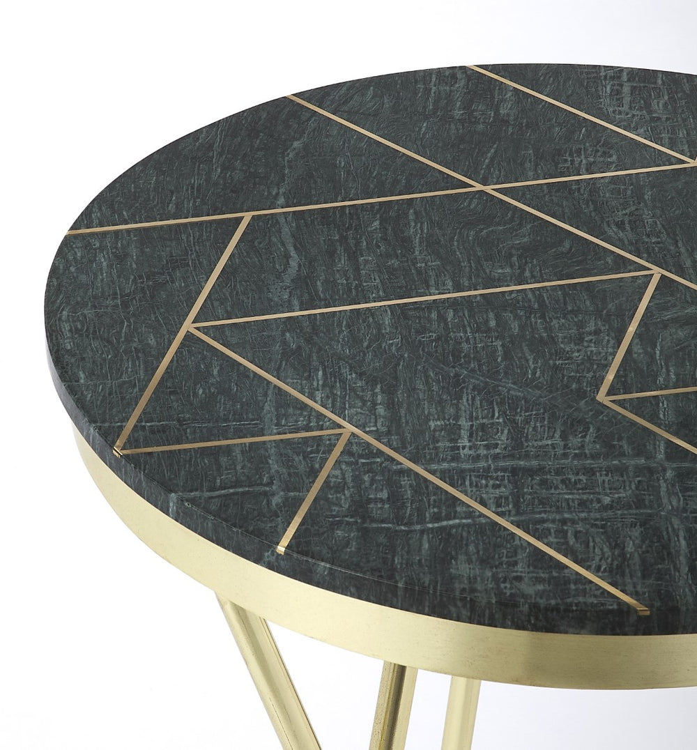 Butler Specialty Haven Green Marble & Brass Accent Table 5401025