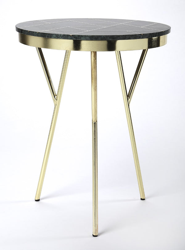 Butler Specialty Haven Green Marble & Brass Accent Table 5401025