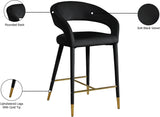 Destiny Velvet / Stainless Steel / Engineered Wood / Foam Contemporary Black Velvet Stool - 21.5" W x 22.5" D x 37.5" H