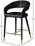 Destiny Velvet / Stainless Steel / Engineered Wood / Foam Contemporary Black Velvet Stool - 21.5" W x 22.5" D x 37.5" H