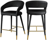 Destiny Velvet / Stainless Steel / Engineered Wood / Foam Contemporary Black Velvet Stool - 21.5" W x 22.5" D x 37.5" H