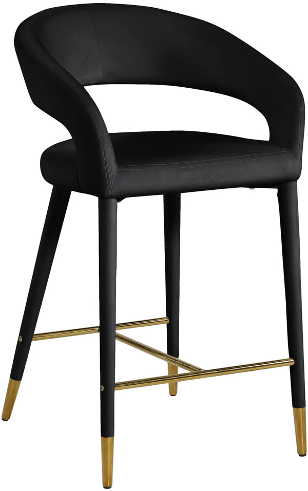 Destiny Velvet / Stainless Steel / Engineered Wood / Foam Contemporary Black Velvet Stool - 21.5" W x 22.5" D x 37.5" H