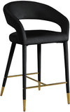 Destiny Velvet / Stainless Steel / Engineered Wood / Foam Contemporary Black Velvet Stool - 21.5" W x 22.5" D x 37.5" H