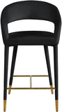 Destiny Velvet / Stainless Steel / Engineered Wood / Foam Contemporary Black Velvet Stool - 21.5" W x 22.5" D x 37.5" H