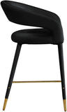 Destiny Velvet / Stainless Steel / Engineered Wood / Foam Contemporary Black Velvet Stool - 21.5" W x 22.5" D x 37.5" H