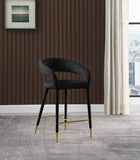 Destiny Velvet / Stainless Steel / Engineered Wood / Foam Contemporary Black Velvet Stool - 21.5" W x 22.5" D x 37.5" H