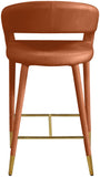 Destiny Velvet / Stainless Steel / Engineered Wood / Foam Contemporary Cognac Velvet Stool - 21.5" W x 22.5" D x 37.5" H