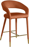 Destiny Velvet / Stainless Steel / Engineered Wood / Foam Contemporary Cognac Velvet Stool - 21.5" W x 22.5" D x 37.5" H