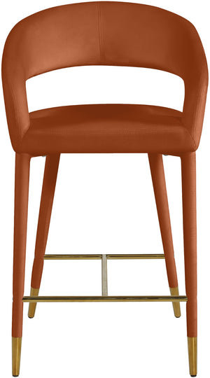 Destiny Velvet / Stainless Steel / Engineered Wood / Foam Contemporary Cognac Velvet Stool - 21.5" W x 22.5" D x 37.5" H