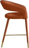 Destiny Velvet / Stainless Steel / Engineered Wood / Foam Contemporary Cognac Velvet Stool - 21.5" W x 22.5" D x 37.5" H