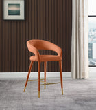 Destiny Velvet / Stainless Steel / Engineered Wood / Foam Contemporary Cognac Velvet Stool - 21.5" W x 22.5" D x 37.5" H