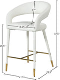 Destiny Velvet / Stainless Steel / Engineered Wood / Foam Contemporary Cream Velvet Stool - 21.5" W x 22.5" D x 37.5" H