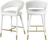 Destiny Velvet / Stainless Steel / Engineered Wood / Foam Contemporary Cream Velvet Stool - 21.5" W x 22.5" D x 37.5" H