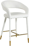 Destiny Velvet / Stainless Steel / Engineered Wood / Foam Contemporary Cream Velvet Stool - 21.5" W x 22.5" D x 37.5" H