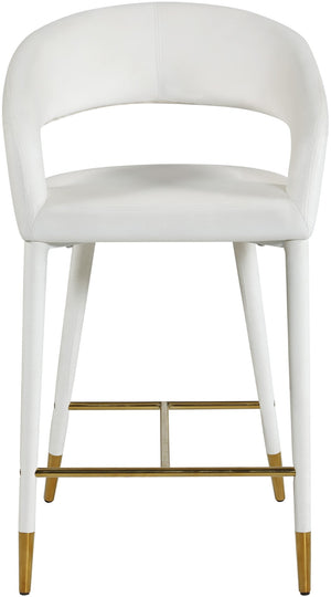 Destiny Velvet / Stainless Steel / Engineered Wood / Foam Contemporary Cream Velvet Stool - 21.5" W x 22.5" D x 37.5" H