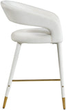 Destiny Velvet / Stainless Steel / Engineered Wood / Foam Contemporary Cream Velvet Stool - 21.5" W x 22.5" D x 37.5" H