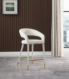 Destiny Velvet / Stainless Steel / Engineered Wood / Foam Contemporary Cream Velvet Stool - 21.5" W x 22.5" D x 37.5" H