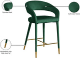 Destiny Velvet / Stainless Steel / Engineered Wood / Foam Contemporary Green Velvet Stool - 21.5" W x 22.5" D x 37.5" H