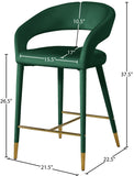 Destiny Velvet / Stainless Steel / Engineered Wood / Foam Contemporary Green Velvet Stool - 21.5" W x 22.5" D x 37.5" H