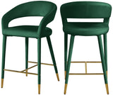 Destiny Velvet / Stainless Steel / Engineered Wood / Foam Contemporary Green Velvet Stool - 21.5" W x 22.5" D x 37.5" H