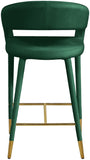 Destiny Velvet / Stainless Steel / Engineered Wood / Foam Contemporary Green Velvet Stool - 21.5" W x 22.5" D x 37.5" H