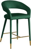 Destiny Velvet / Stainless Steel / Engineered Wood / Foam Contemporary Green Velvet Stool - 21.5" W x 22.5" D x 37.5" H