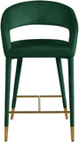 Destiny Velvet / Stainless Steel / Engineered Wood / Foam Contemporary Green Velvet Stool - 21.5" W x 22.5" D x 37.5" H