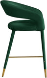 Destiny Velvet / Stainless Steel / Engineered Wood / Foam Contemporary Green Velvet Stool - 21.5" W x 22.5" D x 37.5" H