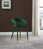 Destiny Velvet / Stainless Steel / Engineered Wood / Foam Contemporary Green Velvet Stool - 21.5" W x 22.5" D x 37.5" H