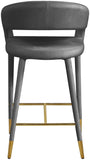 Destiny Velvet / Stainless Steel / Engineered Wood / Foam Contemporary Grey Velvet Stool - 21.5" W x 22.5" D x 37.5" H