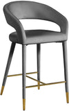 Destiny Velvet / Stainless Steel / Engineered Wood / Foam Contemporary Grey Velvet Stool - 21.5" W x 22.5" D x 37.5" H