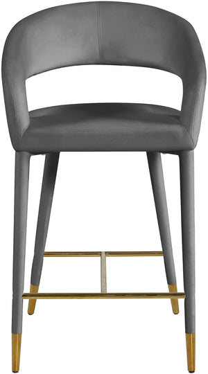 Destiny Velvet / Stainless Steel / Engineered Wood / Foam Contemporary Grey Velvet Stool - 21.5" W x 22.5" D x 37.5" H