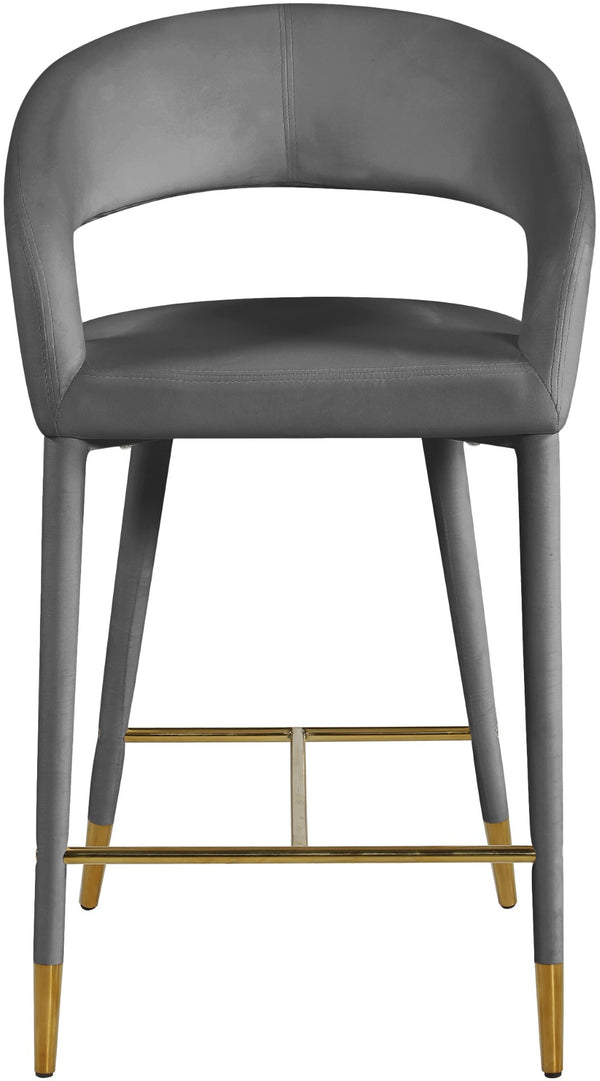 Destiny Velvet / Stainless Steel / Engineered Wood / Foam Contemporary Grey Velvet Stool - 21.5" W x 22.5" D x 37.5" H