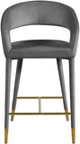 Destiny Velvet / Stainless Steel / Engineered Wood / Foam Contemporary Grey Velvet Stool - 21.5" W x 22.5" D x 37.5" H