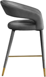 Destiny Velvet / Stainless Steel / Engineered Wood / Foam Contemporary Grey Velvet Stool - 21.5" W x 22.5" D x 37.5" H