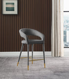 Destiny Velvet / Stainless Steel / Engineered Wood / Foam Contemporary Grey Velvet Stool - 21.5" W x 22.5" D x 37.5" H